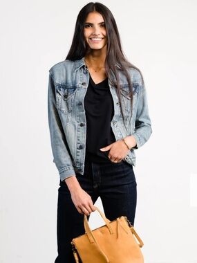 Able Merly Jacket Distressed Denim Jean Jacket L